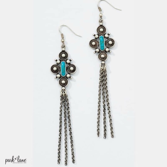 Retired Park Lane Terra Necklace & Earrings Set (antique silver & turquoise) - Picture 3 of 4